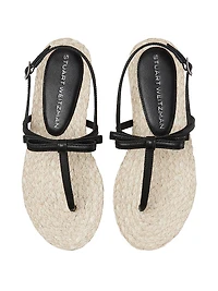 Felicity Bow-Detailed Leather Espadrille T-Strap Sandals