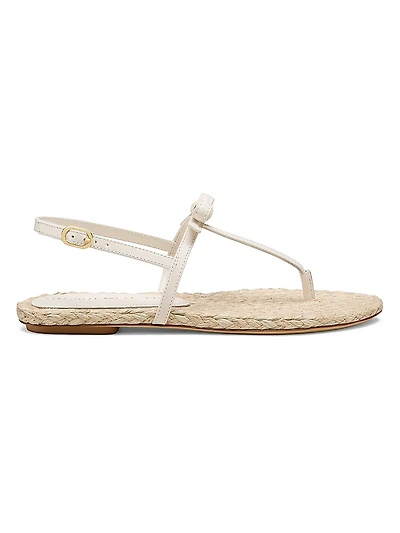 Felicity Bow-Detailed Leather Espadrille T-Strap Sandals