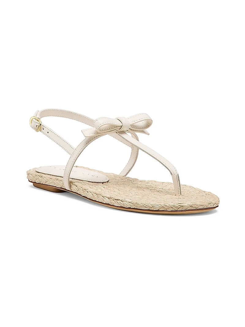 Felicity Bow-Detailed Leather Espadrille T-Strap Sandals