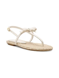 Felicity Bow-Detailed Leather Espadrille T-Strap Sandals