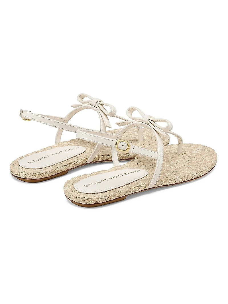 Felicity Bow-Detailed Leather Espadrille T-Strap Sandals