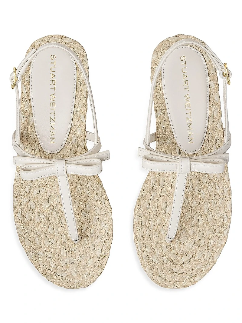 Felicity Bow-Detailed Leather Espadrille T-Strap Sandals