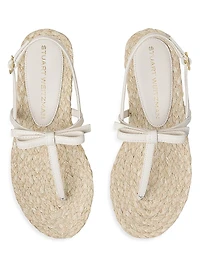 Felicity Bow-Detailed Leather Espadrille T-Strap Sandals