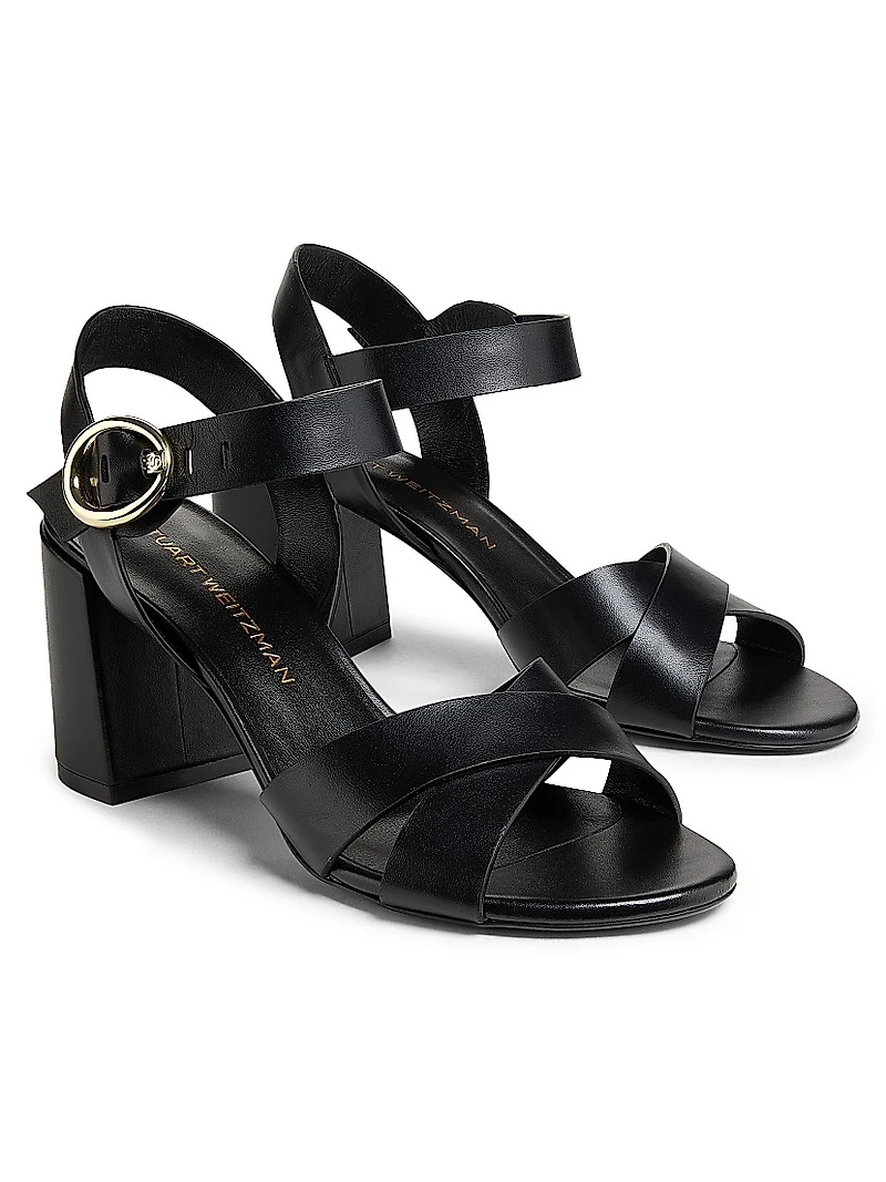 Benni Leather Block-Heel Sandals