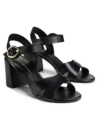 Benni Leather Block-Heel Sandals