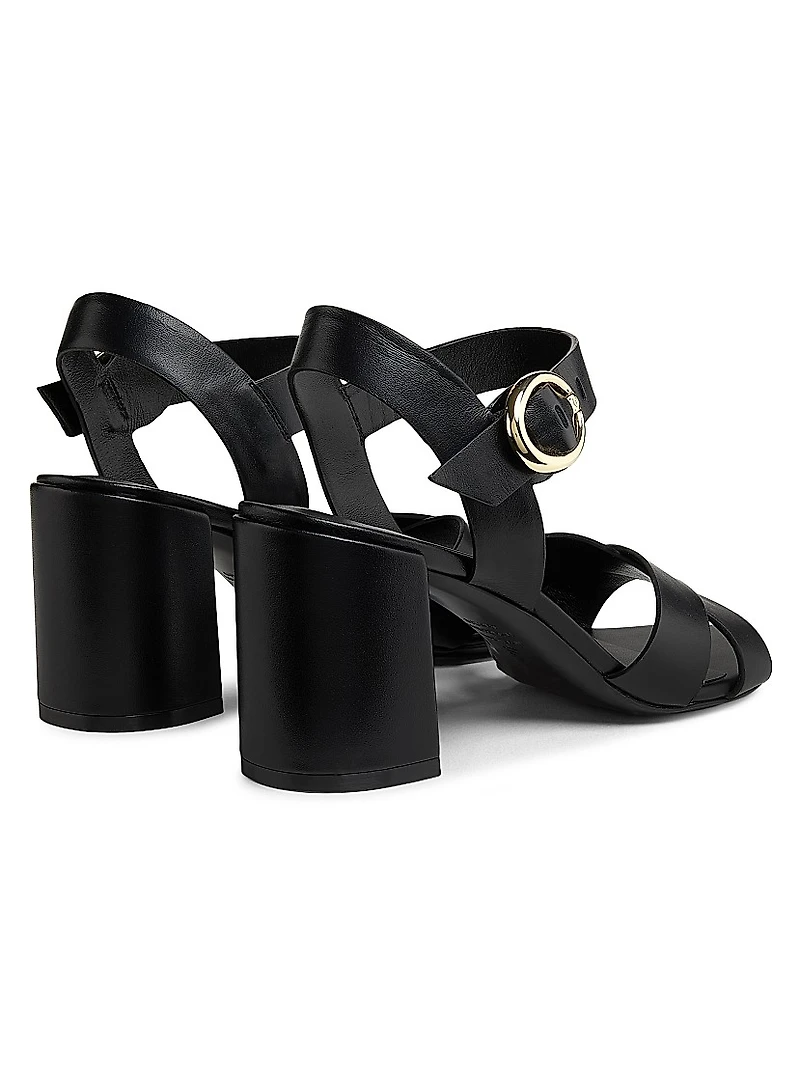 Benni Leather Block-Heel Sandals