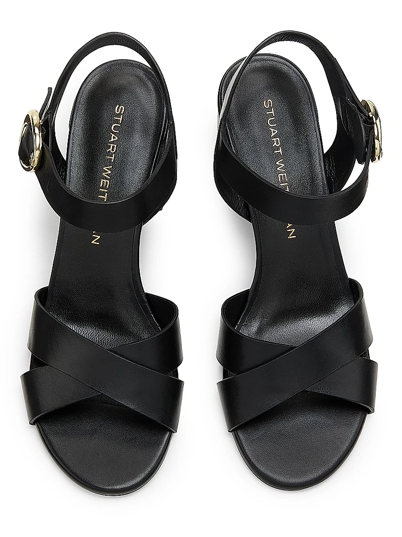 Benni Leather Block-Heel Sandals