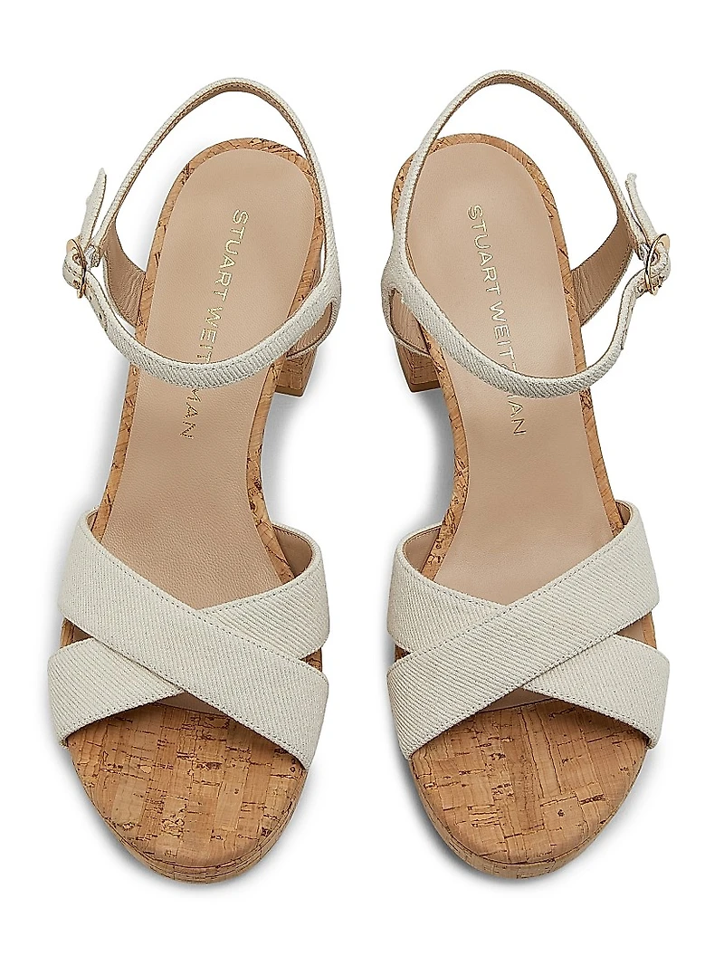 Dayna Denim Cork Platform Sandals