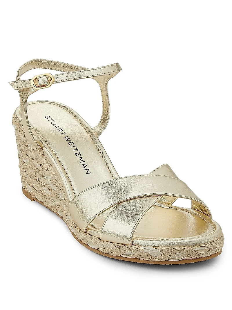 Dayna Metallic-Leather Espadrille Wedges