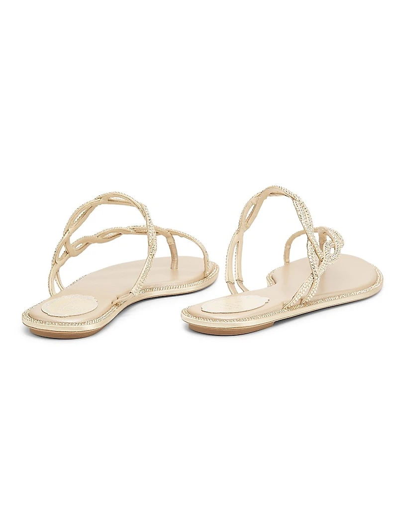 Embellished Satin Flat Sandals