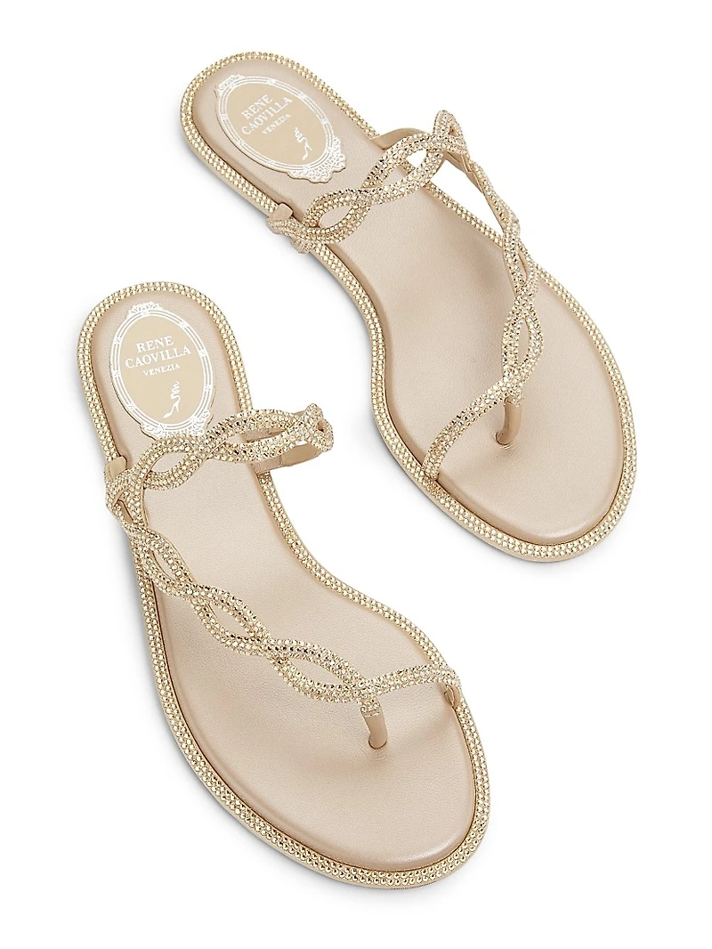 Embellished Satin Flat Sandals