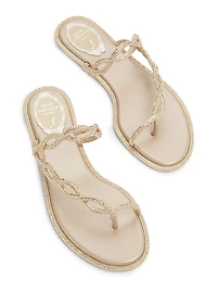 Embellished Satin Flat Sandals
