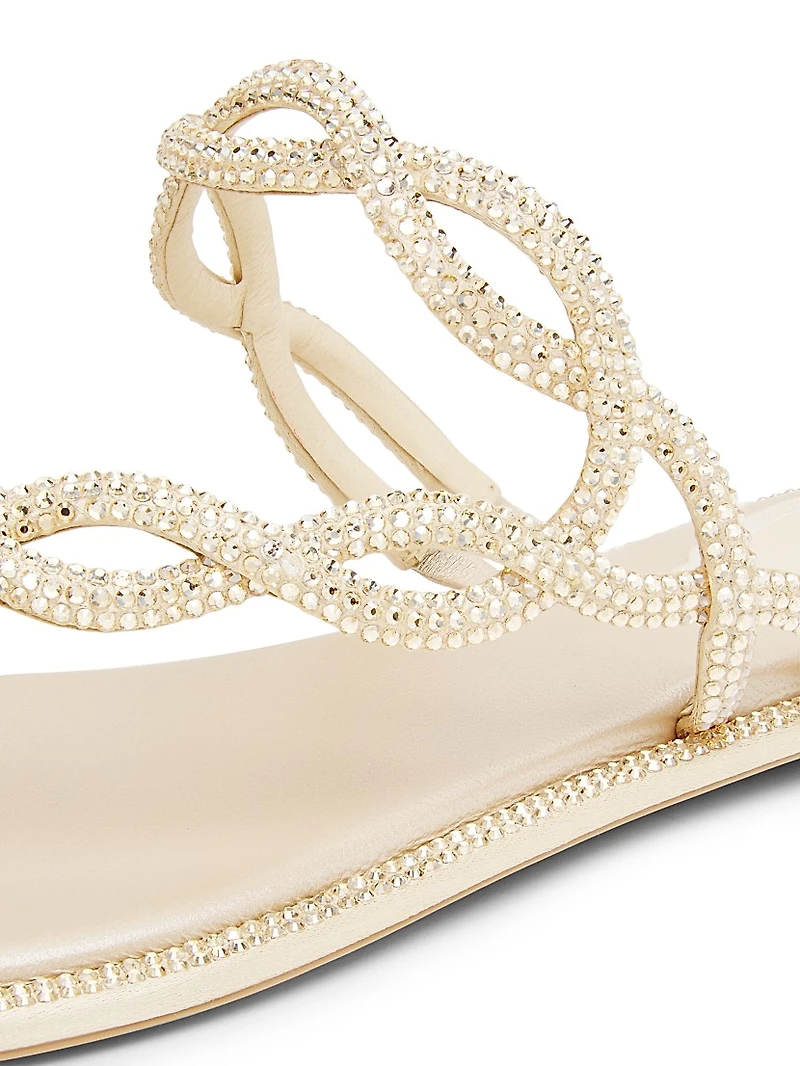 Embellished Satin Flat Sandals