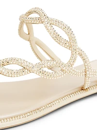 Embellished Satin Flat Sandals