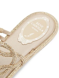 Embellished Satin Flat Sandals