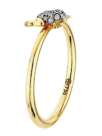 Leap Mini Frog 18K-Yellow-Gold, Black Sapphire & 0.05 TCW Diamond Ring