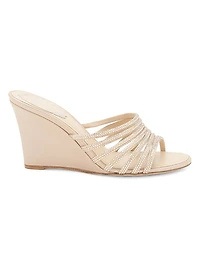 Caovilla 80MM Embellished Satin Wedge Sandals