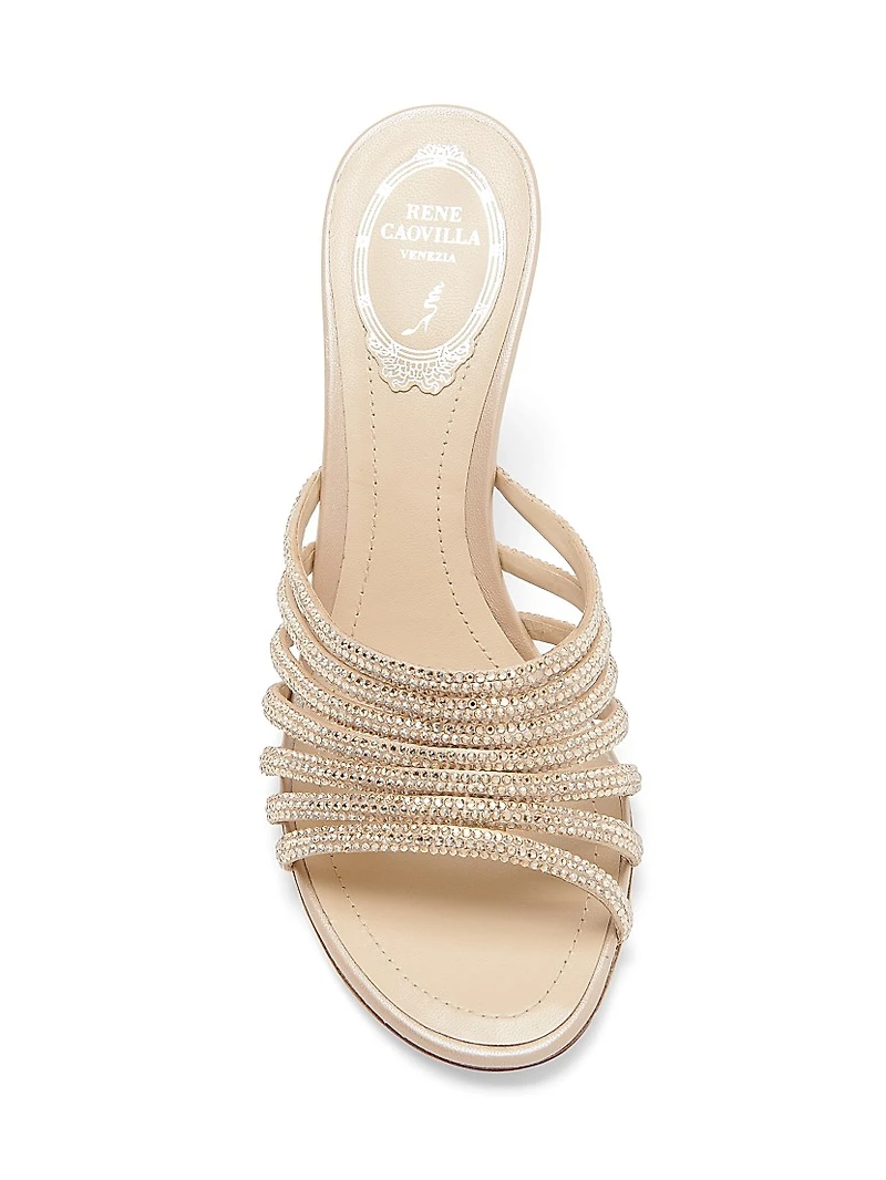 Caovilla 80MM Embellished Satin Wedge Sandals