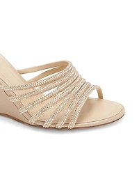 Caovilla 80MM Embellished Satin Wedge Sandals