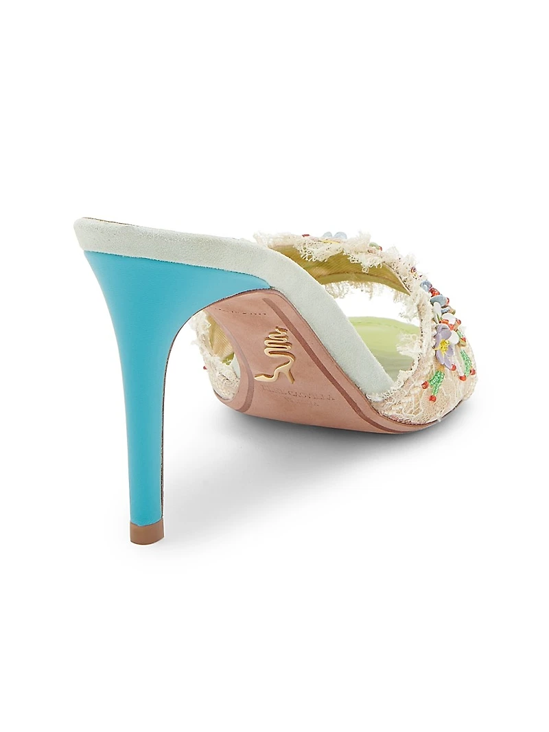 Floral 80MM Lace Satin Sandals