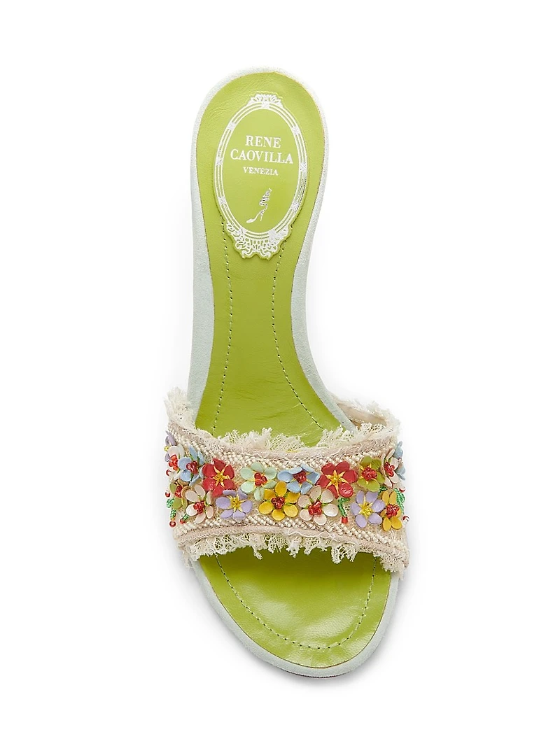 Floral 80MM Lace Satin Sandals