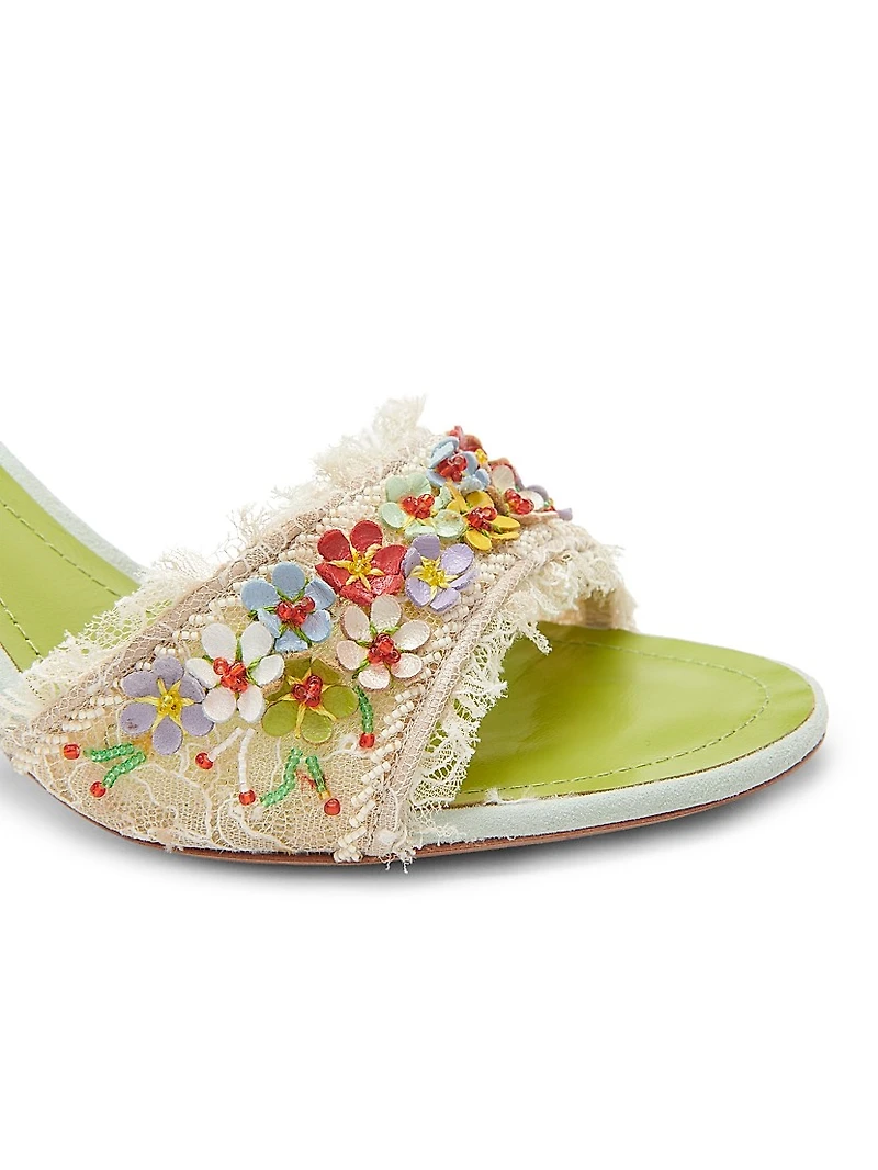 Floral 80MM Lace Satin Sandals