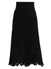 Melly Eyelet Scallop-Hem Midi-Skirt