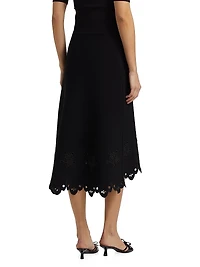 Melly Eyelet Scallop-Hem Midi-Skirt