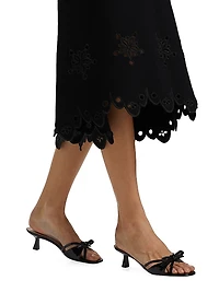 Melly Eyelet Scallop-Hem Midi-Skirt