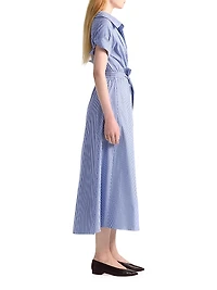 Lydia Stripe Cotton Wrap Shirtdress