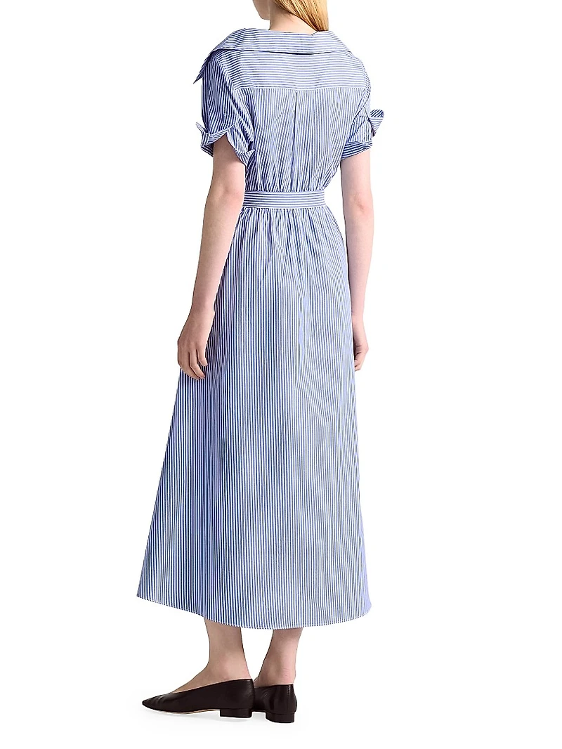 Lydia Stripe Cotton Wrap Shirtdress