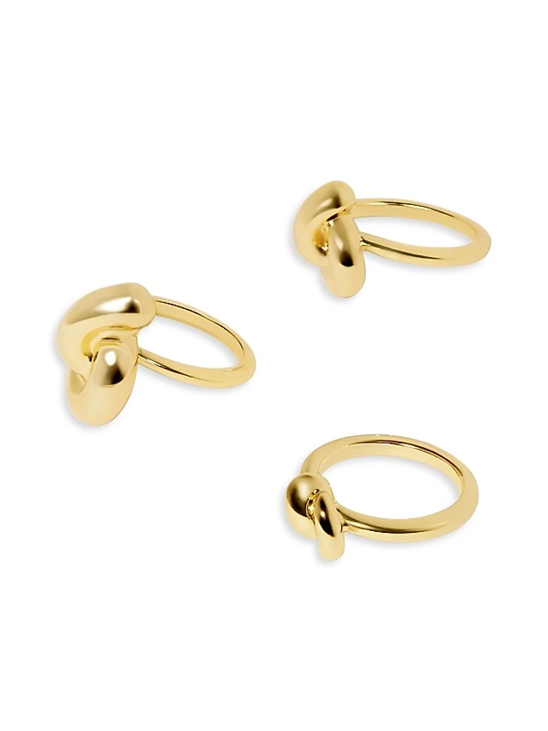 Knot 3-Piece 10K-Gold-Plated Ring Set