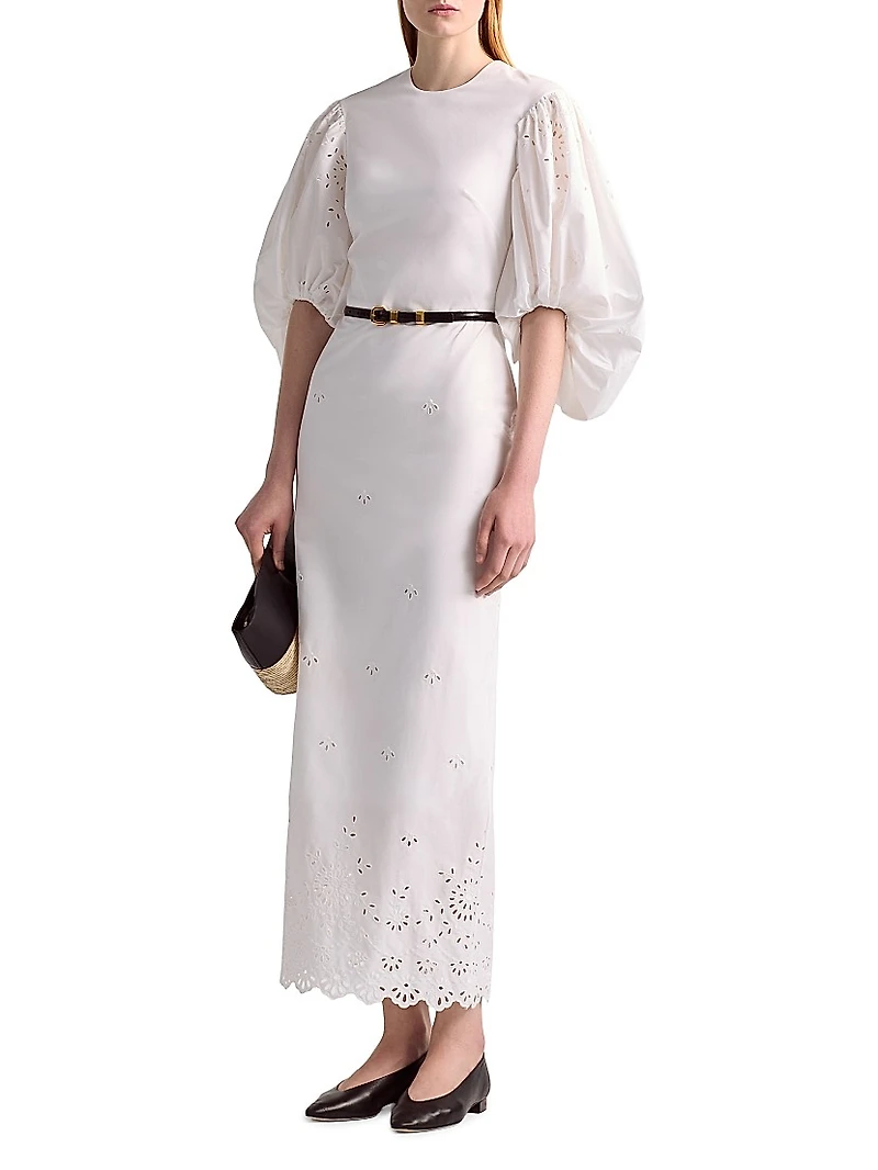 Danielle Eyelet Puff-Sleeve Cocktail Dress