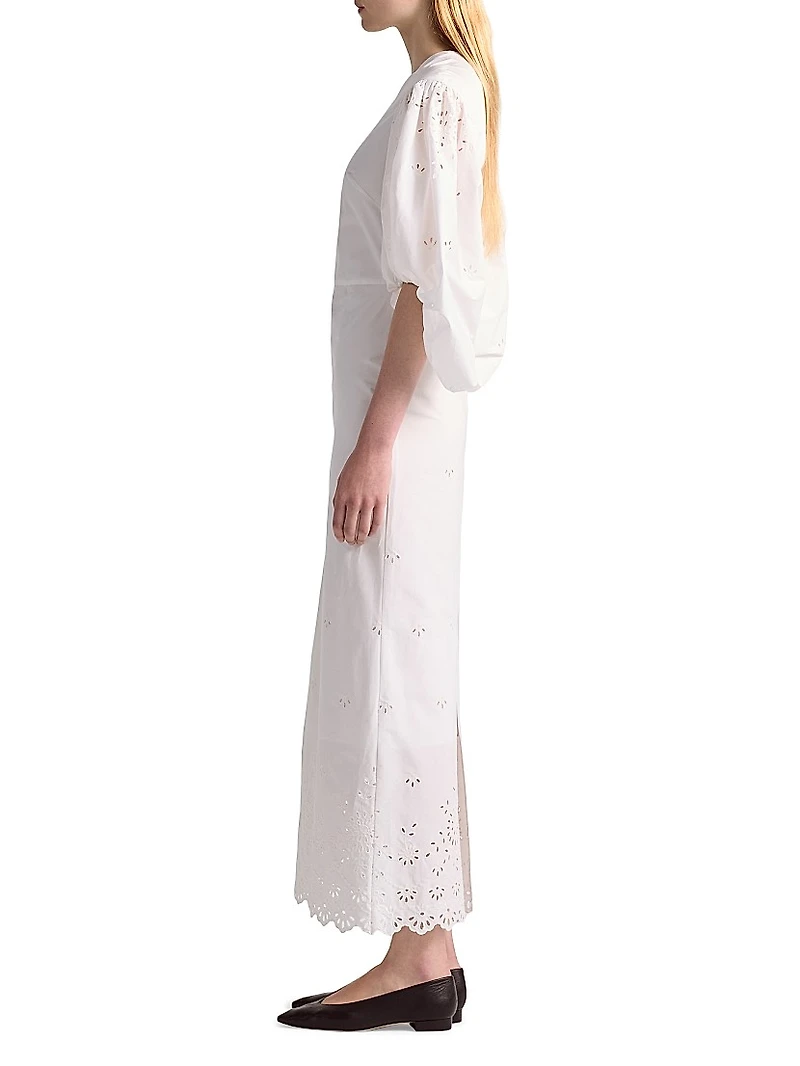 Danielle Eyelet Puff-Sleeve Cocktail Dress