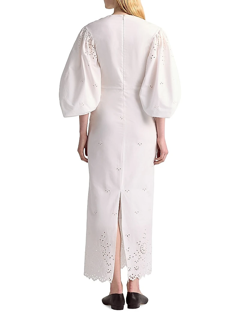 Danielle Eyelet Puff-Sleeve Cocktail Dress