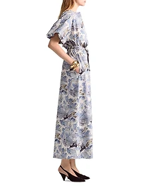 Paulina Bird Print Belted Midi-Dress