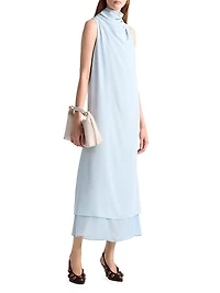 Noor Cowl Neck Layered Midi-Dress