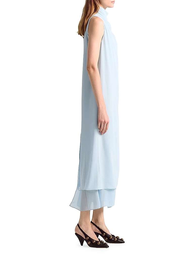Noor Cowl Neck Layered Midi-Dress