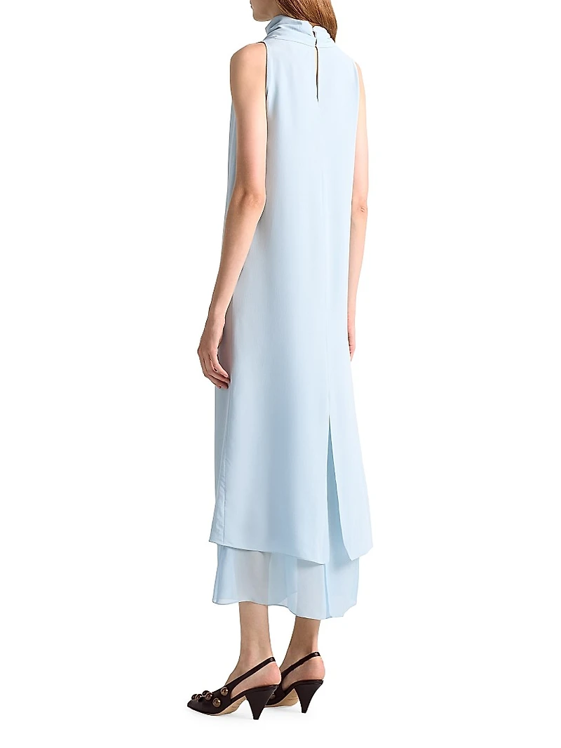 Noor Cowl Neck Layered Midi-Dress