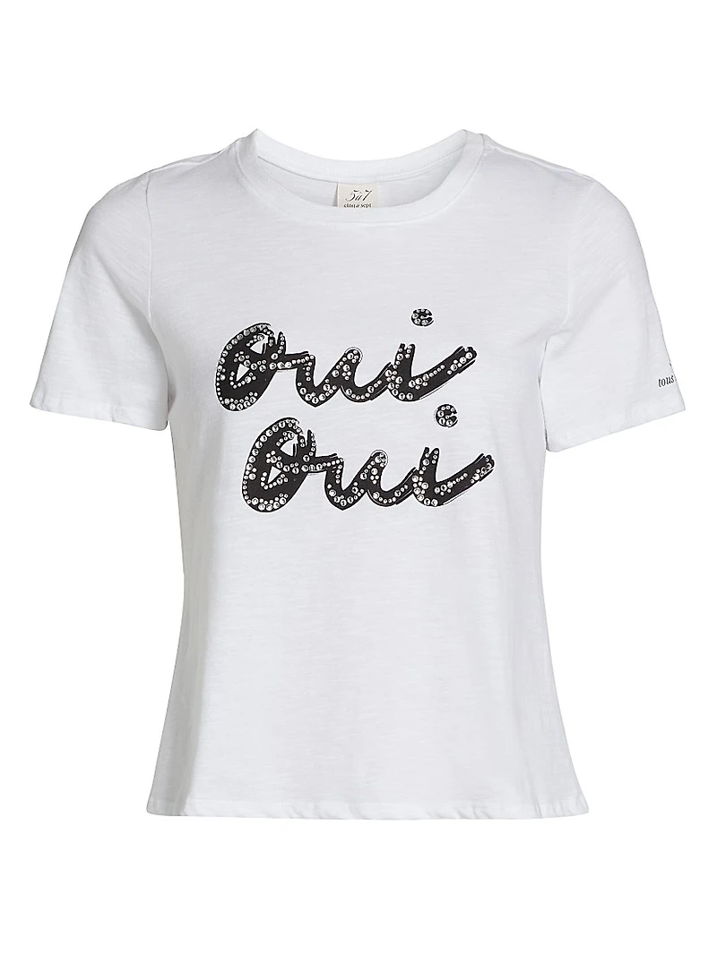 Rhinestone Oui Shrunken Tee