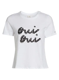 Rhinestone Oui Shrunken Tee