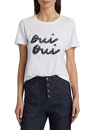 Rhinestone Oui Shrunken Tee