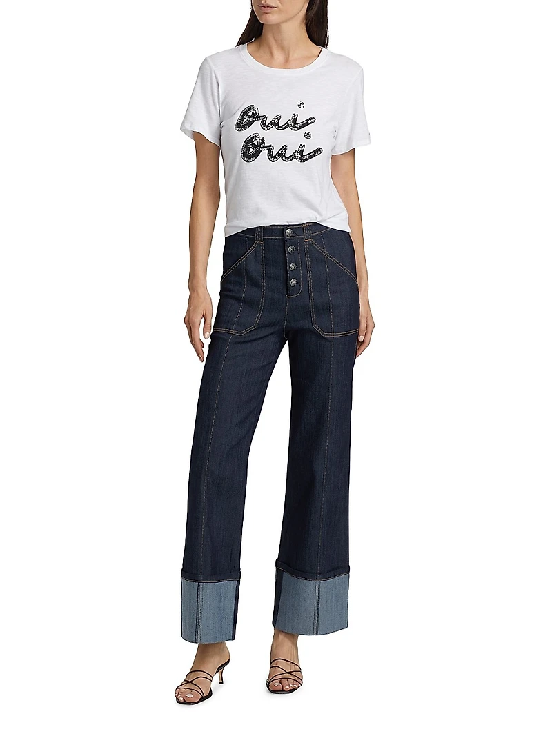 Rhinestone Oui Shrunken Tee