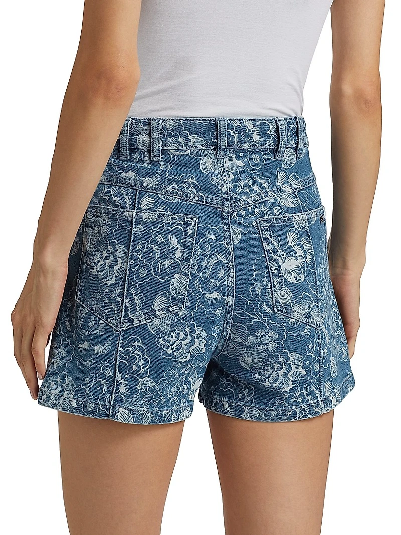 Vivian Sketchbook Floral Denim Shorts