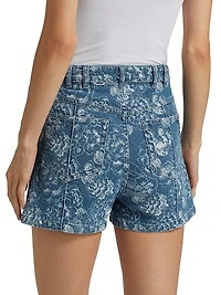 Vivian Sketchbook Floral Denim Shorts