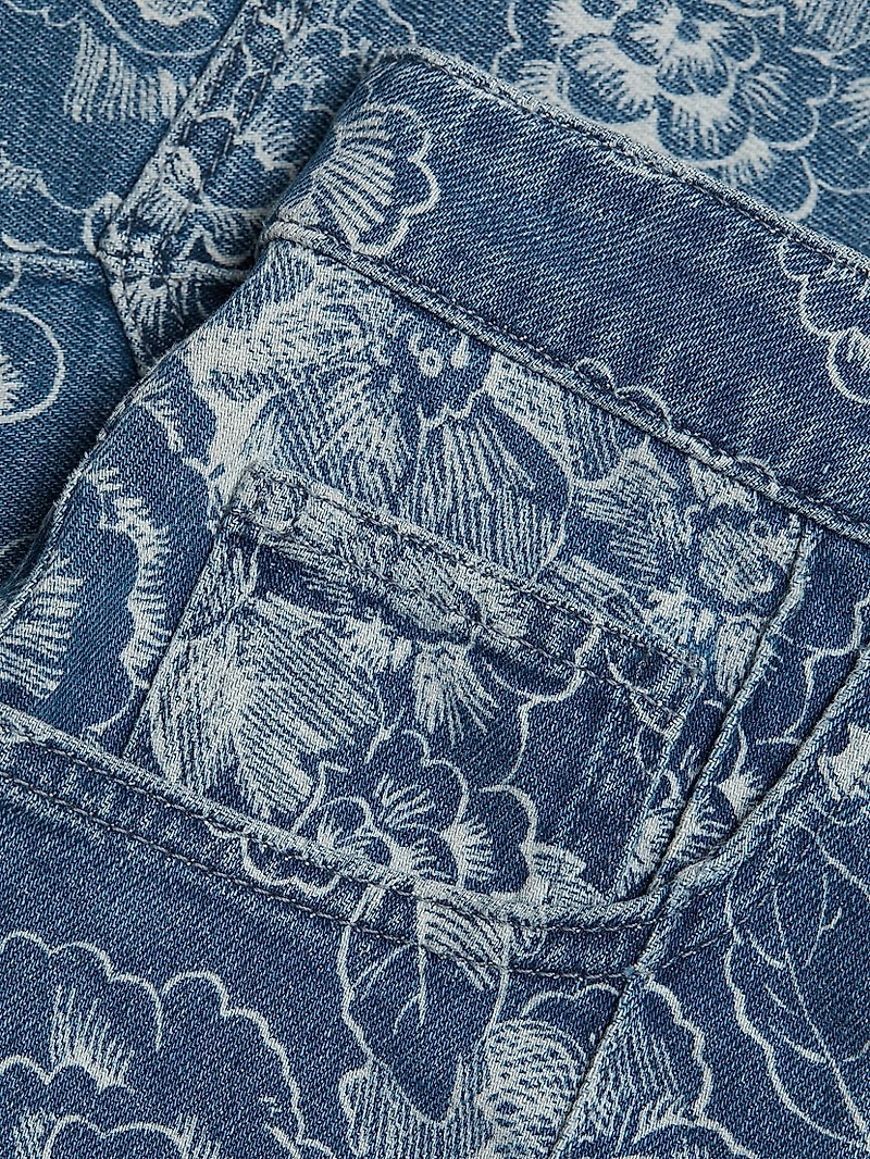 Vivian Sketchbook Floral Denim Shorts