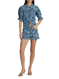 Vivian Sketchbook Floral Denim Shorts