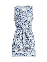 Mindie Sketchbook Floral Denim Minidress