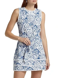Mindie Sketchbook Floral Denim Minidress