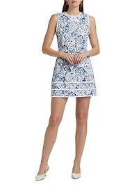 Mindie Sketchbook Floral Denim Minidress